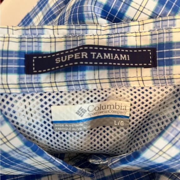 Columbia Blue and White Plaid button down large long sleeve shirt. - Picture 4 of 4